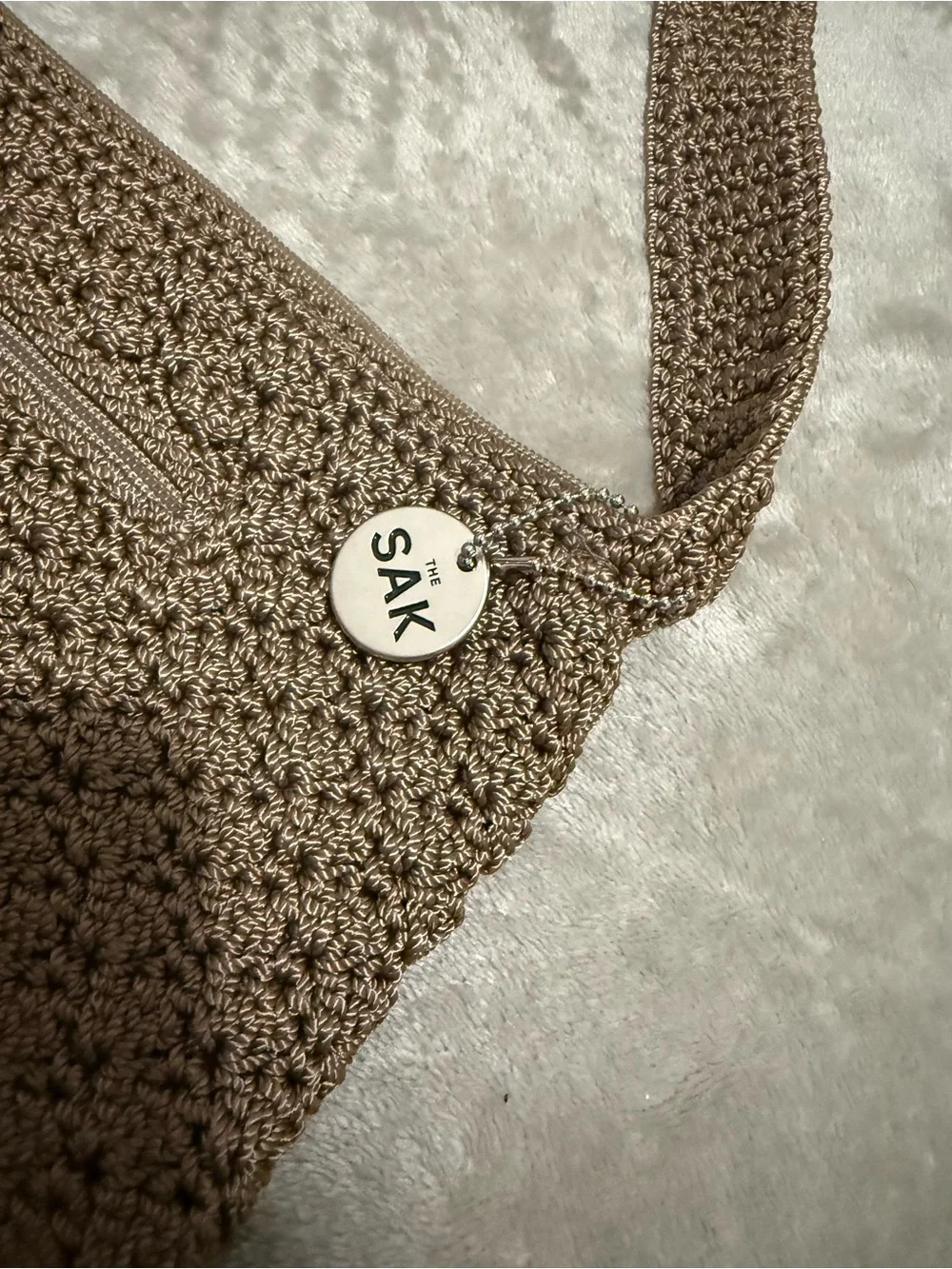 The SAK Woven Shoulder Bag in Taupe